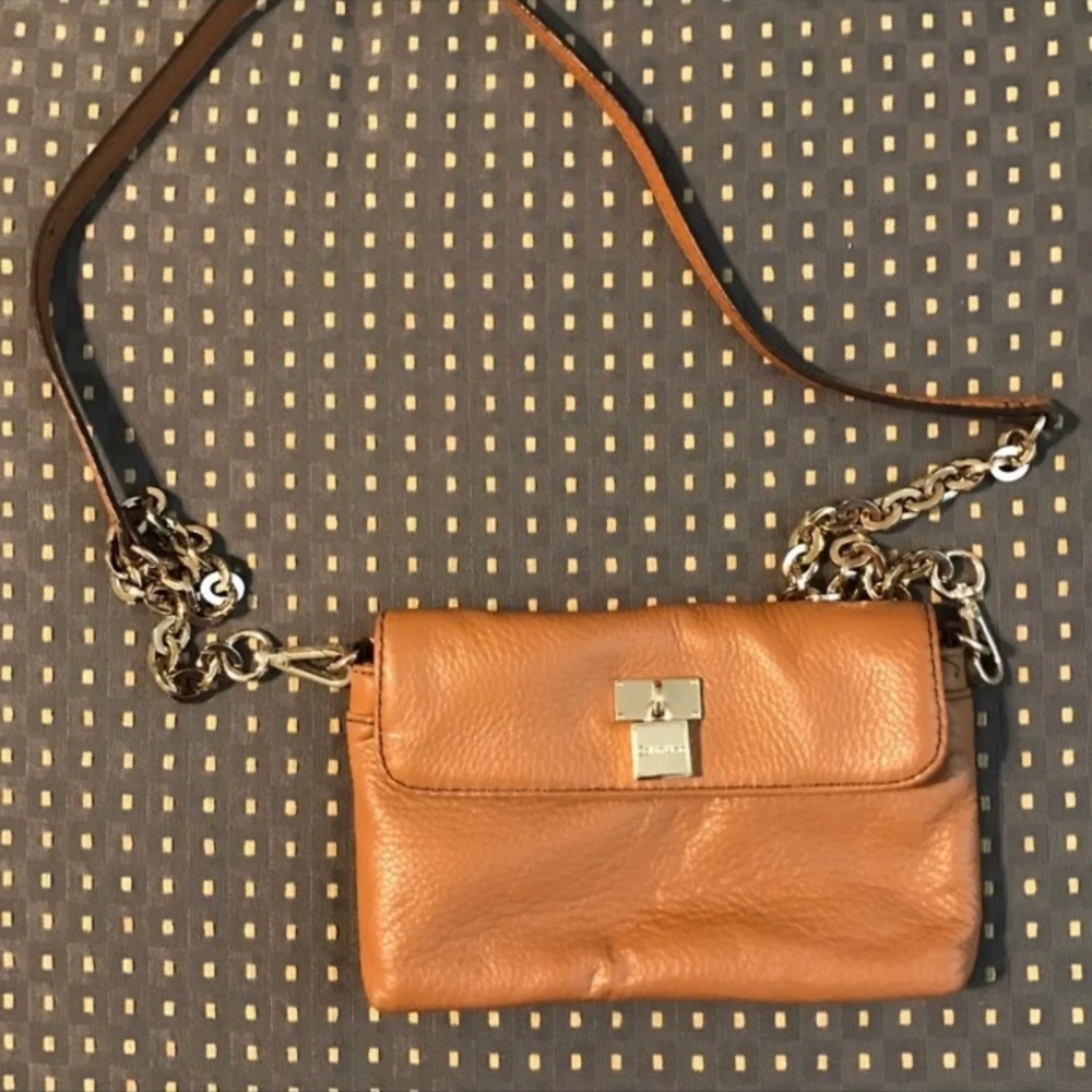 Calvin Klein brown leather crossbody purse